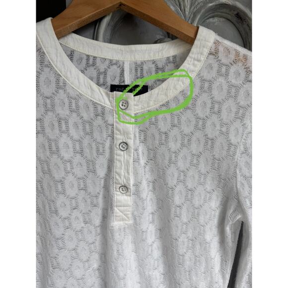 rag & bone Lace Henley Sz S 3/4 Sleeve Women's Delicate White Layering Top - Picture 3 of 14